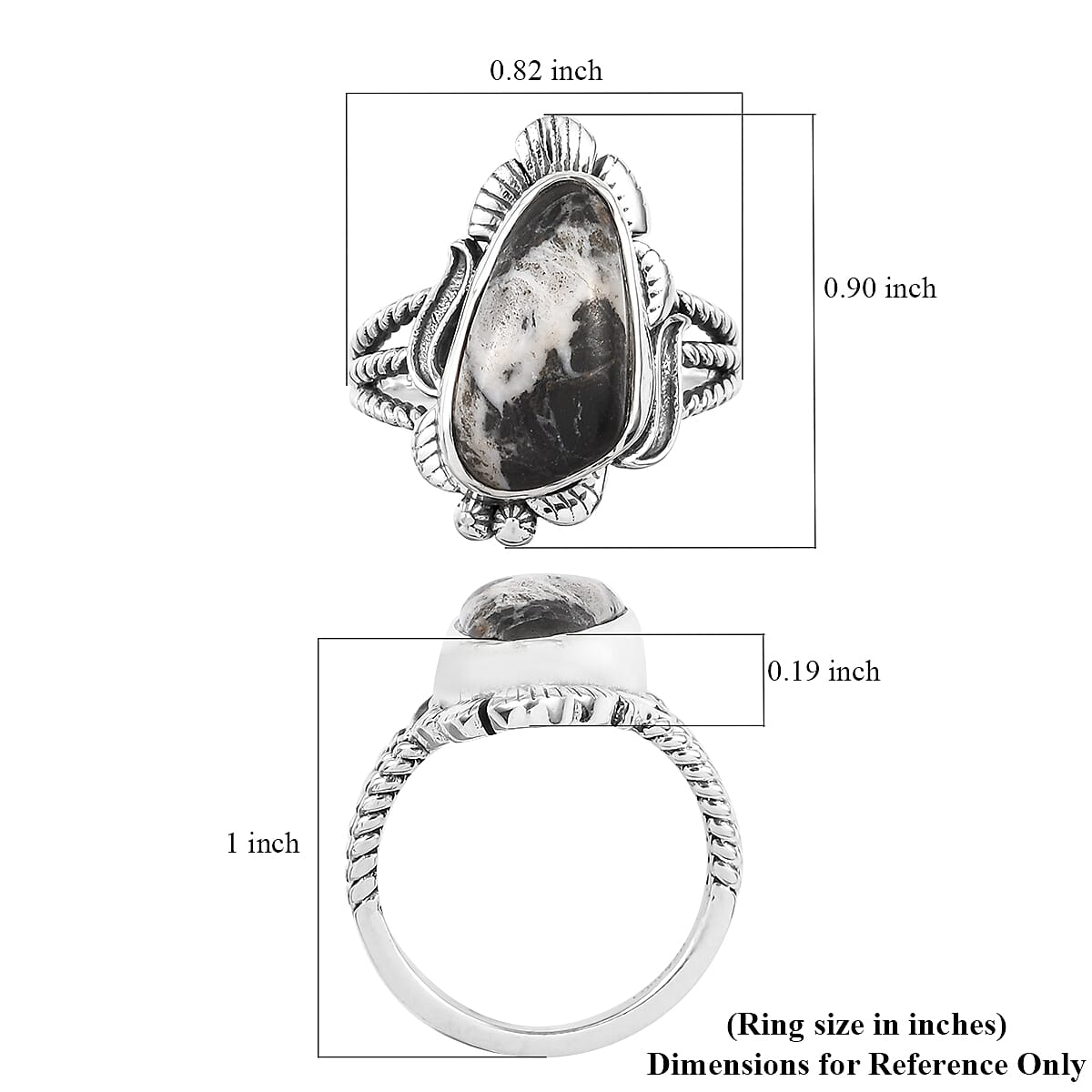 Artisan Crafted White Buffalo Ring in Sterling Silver (Size 10.0) 5.35 ctw