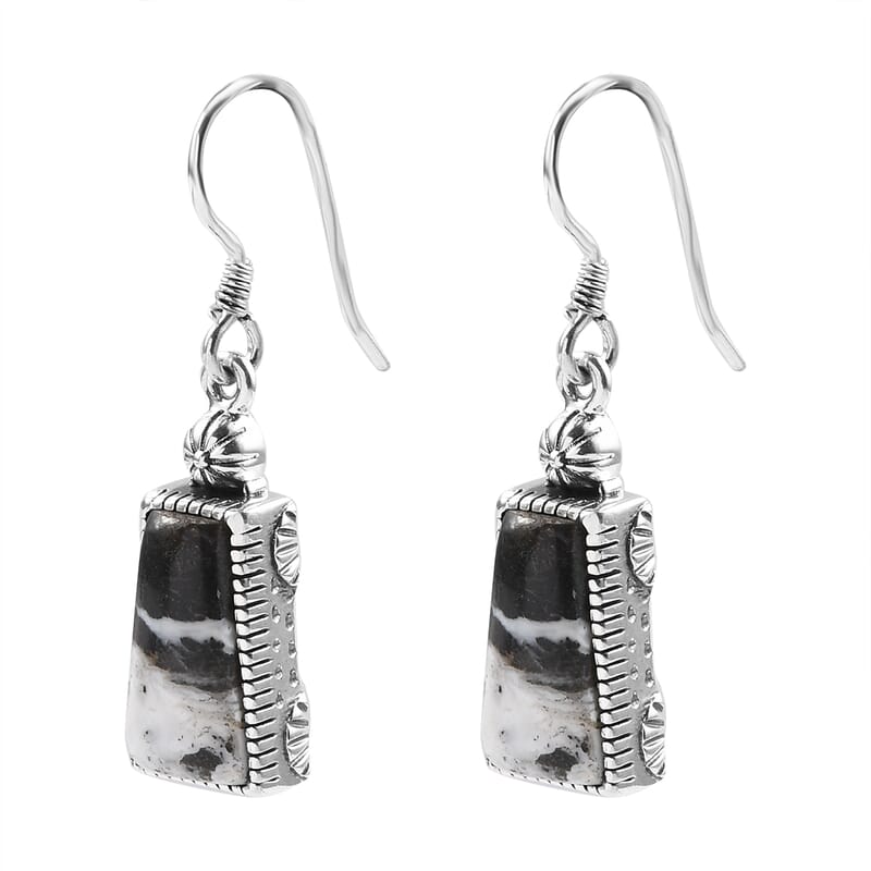 Artisan Crafted White Buffalo Earrings in Sterling Silver 11.50 ctw