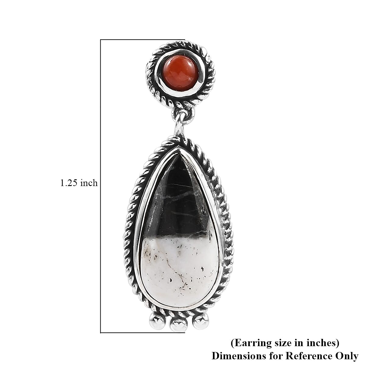 Artisan Crafted White Buffalo and Mediterranean Coral Earrings in Sterling Silver 10.50 ctw image number 4