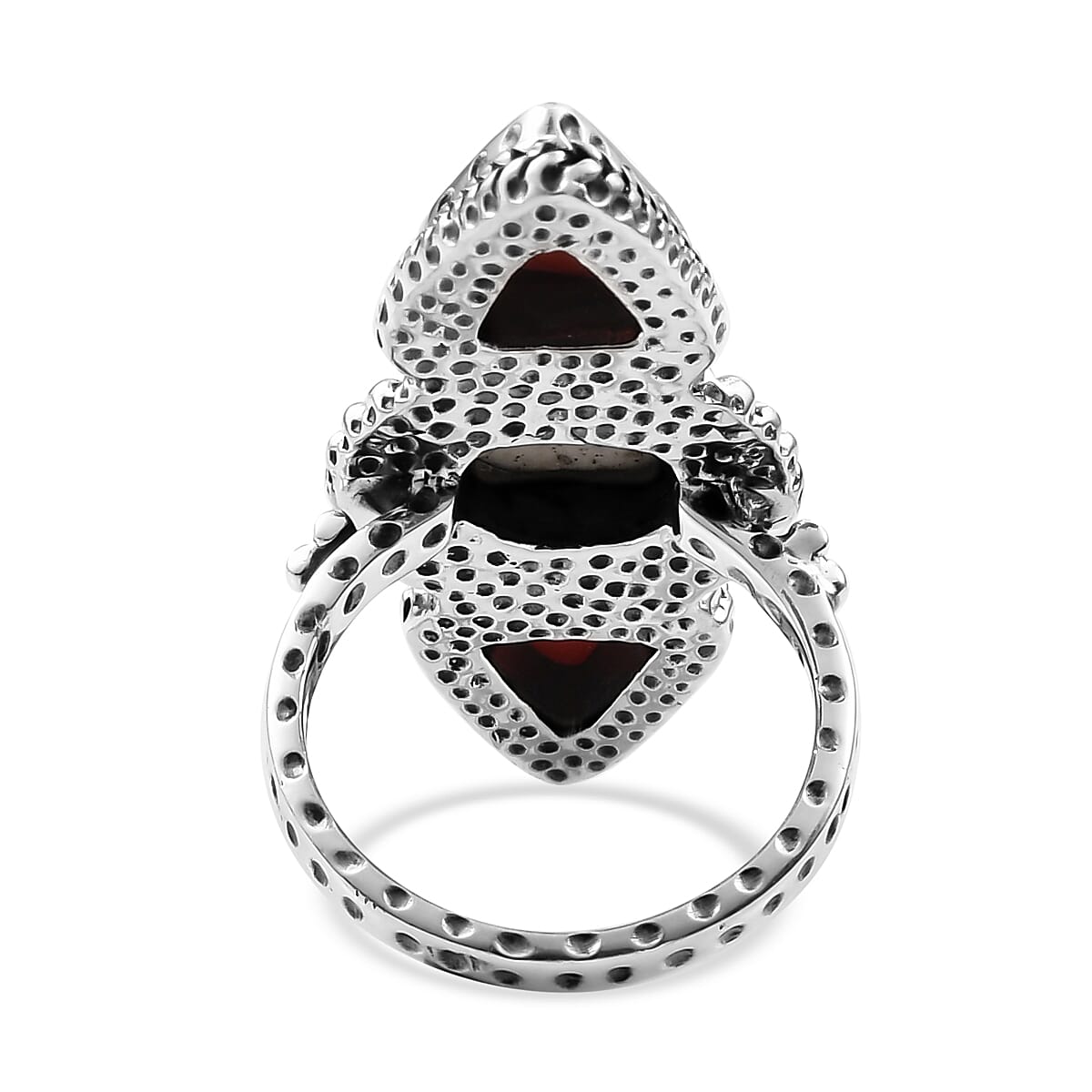 Artisan Crafted White Buffalo and Mediterranean Coral Ring in Sterling Silver (Size 10.0) 4.40 ctw image number 4