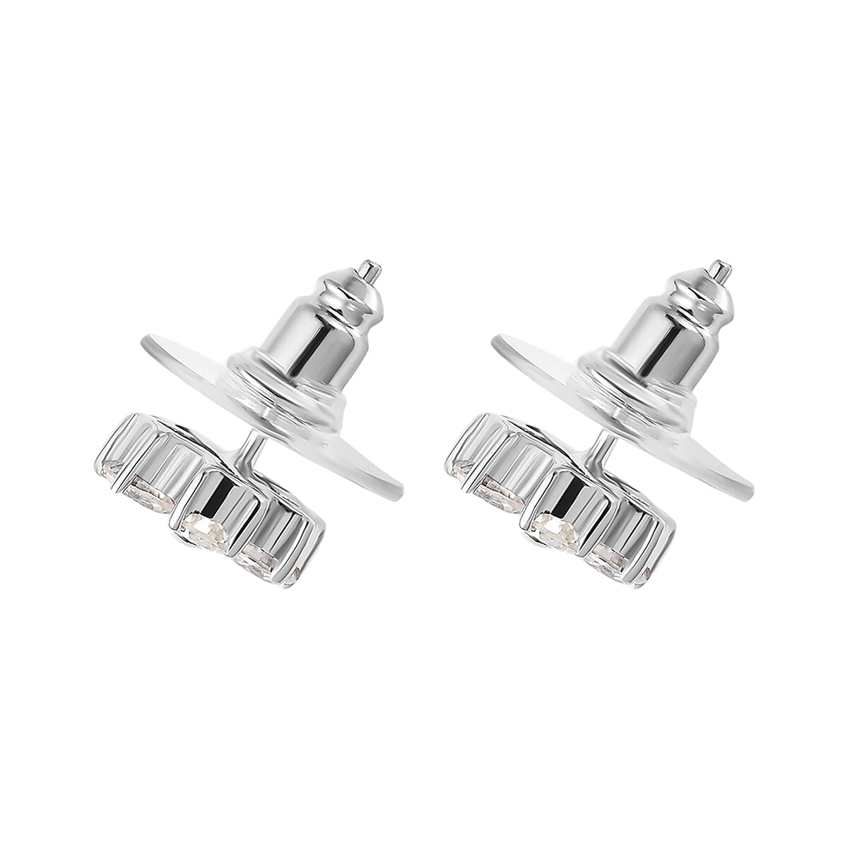 Moissanite Floral Stud Earrings in Platinum Over Sterling Silver 1.40 ctw