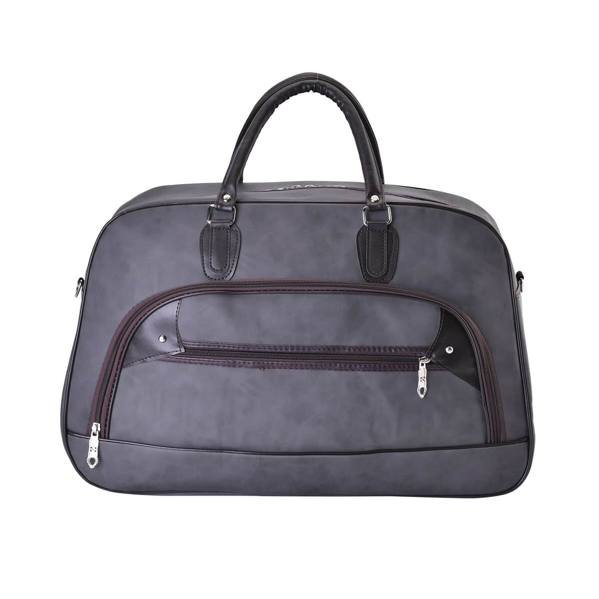 TLV Gray Color Faux Leather Travel Bag (21.26"x8.66"x13.39") with Handle Drop (5.5") & Shoulder Strap (40") image number 0