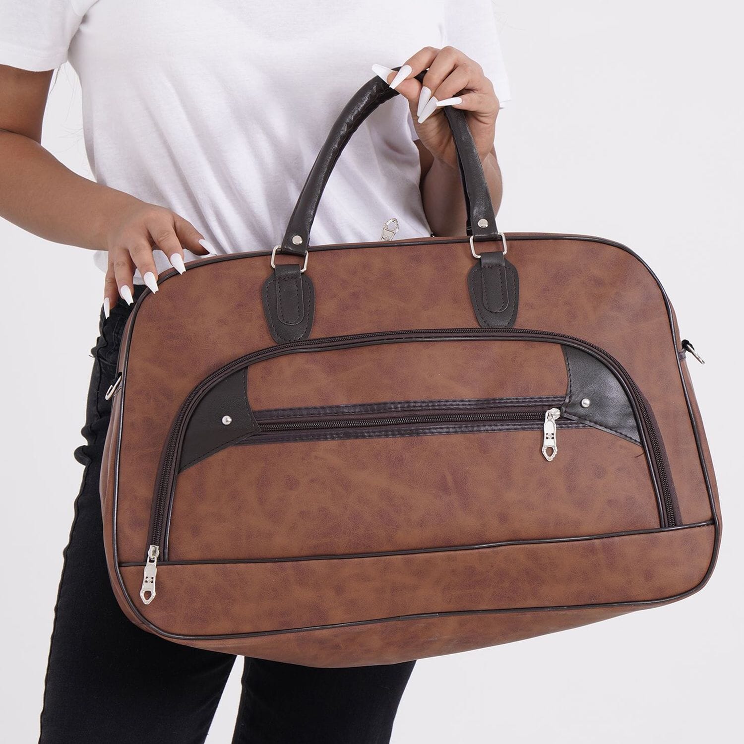 Faux leather travel on sale bag