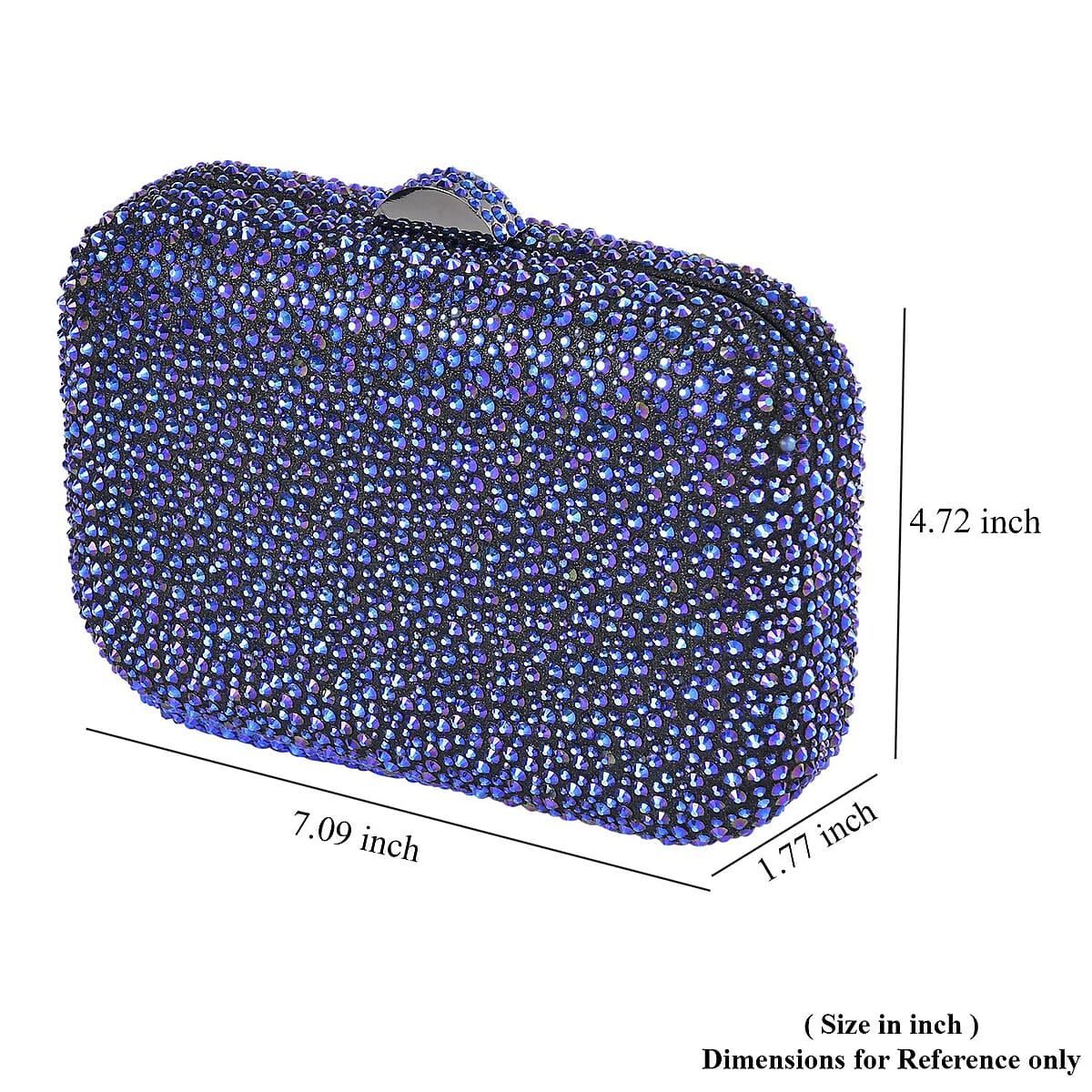 Black and Blue Color Sparkling Crystal Clutch Bag with Detachable Chain image number 6