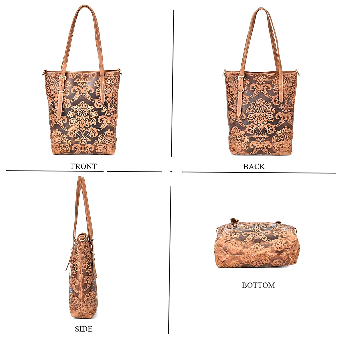 Italy Retro Noble Collection Coffee Distressed Genuine Leather Crossbody Bag with 47 Inch Shoulder Strap image number 3