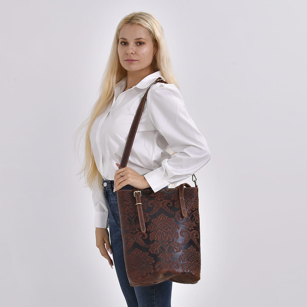 Italy Retro Noble Collection Burgundy Distressed Genuine Leather Crossbody Bag with 47 Inch Shoulder Strap image number 1