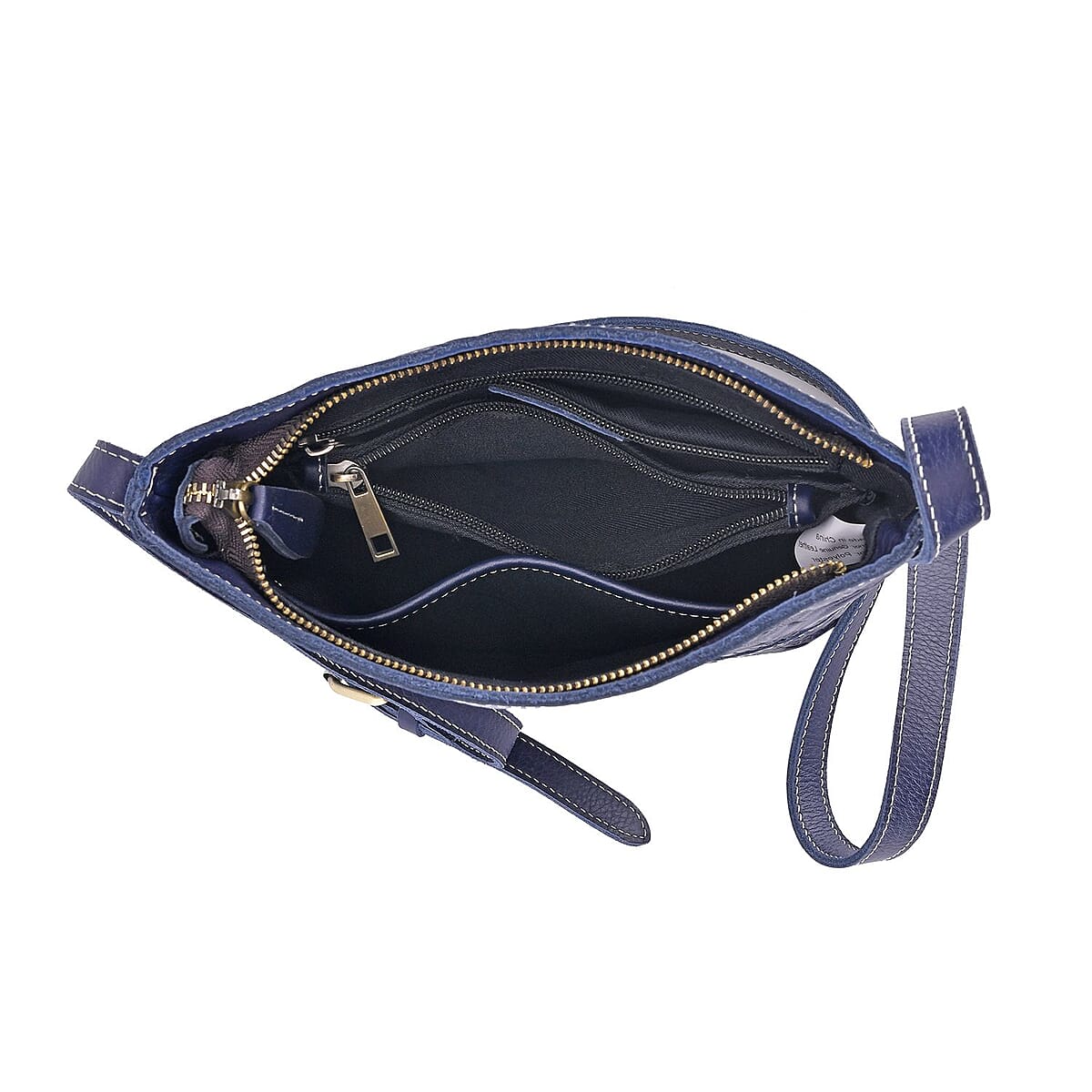 Retro Noble Handbag Collection Blue Genuine Leather Crossbody Bag with 47 Inch Shoulder Strap image number 4