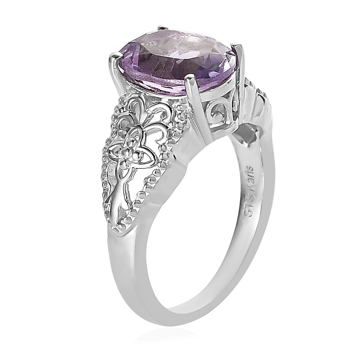 Karis Rose De France Amethyst Solitaire Ring in Platinum Bond 2.40 ctw image number 3