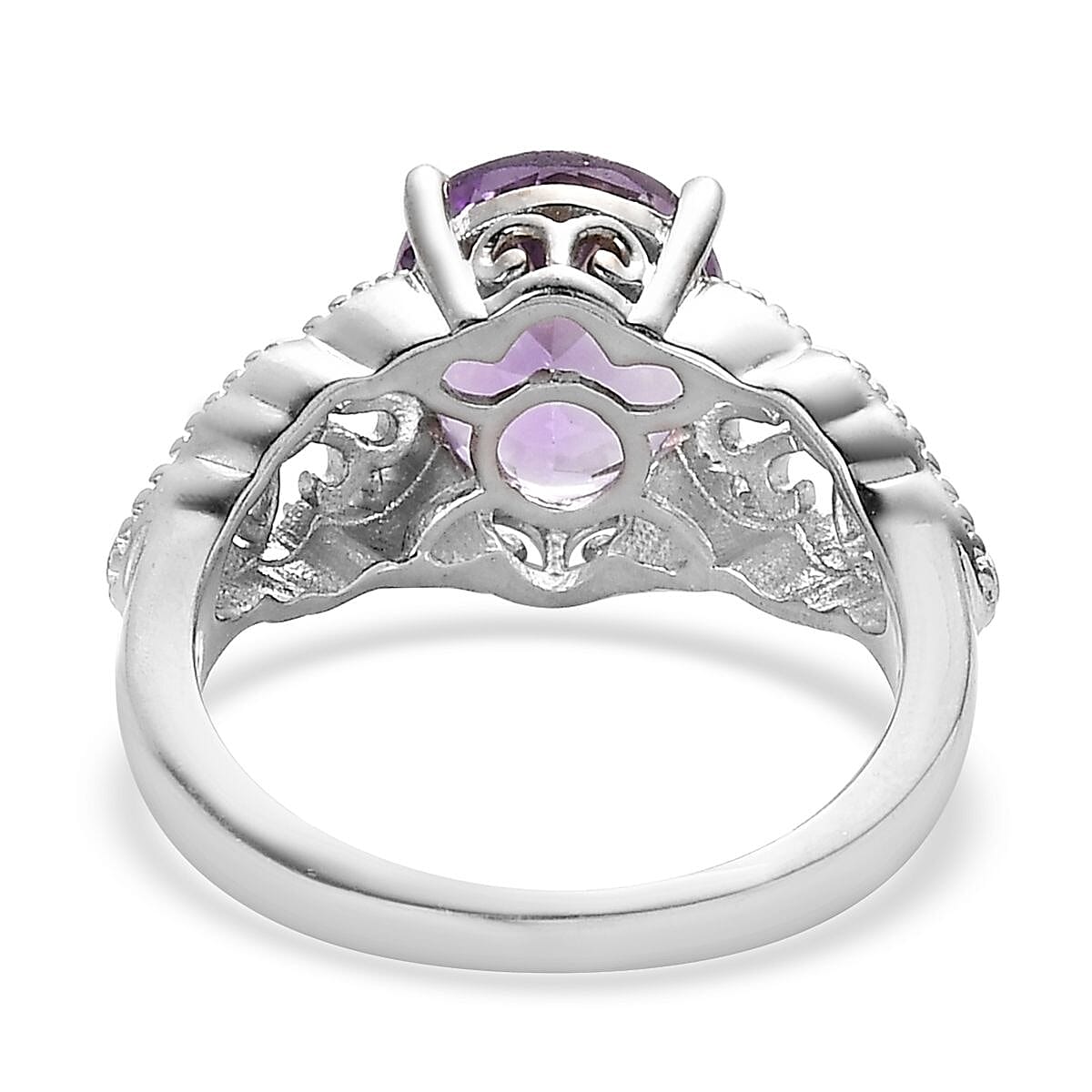 Karis Rose De France Amethyst Solitaire Ring in Platinum Bond 2.40 ctw image number 4