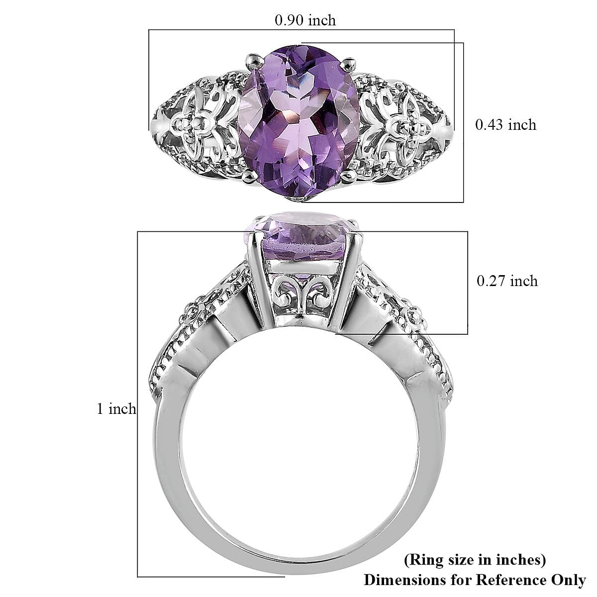 Karis Rose De France Amethyst Solitaire Ring in Platinum Bond 2.40 ctw image number 5