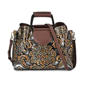 Shop LC Women Brown Leather Crocodile Embossed Pattern Convertible