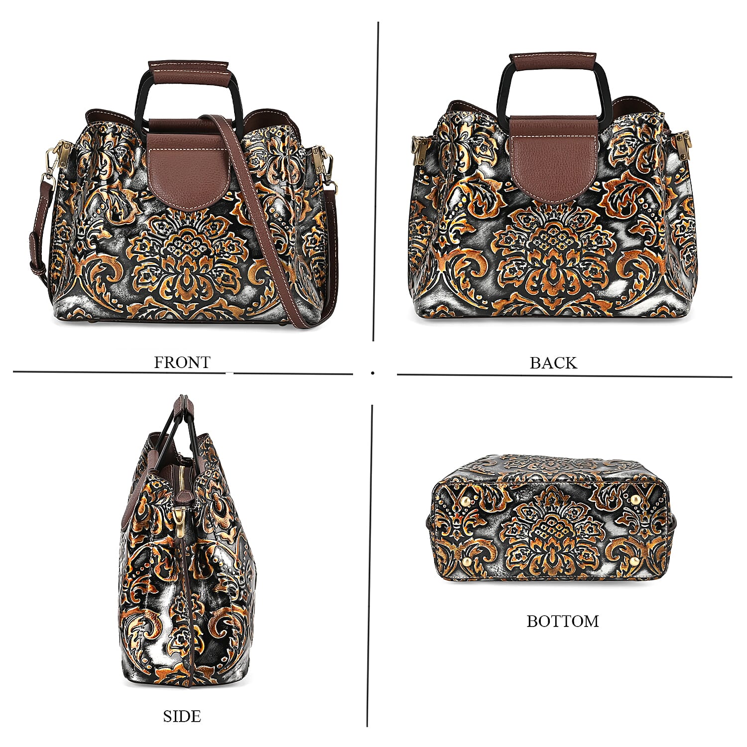 Italy Retro Noble Collection Gray Distressed Genuine Leather Crossbody Bag with 47 Inch Shoulder Strap