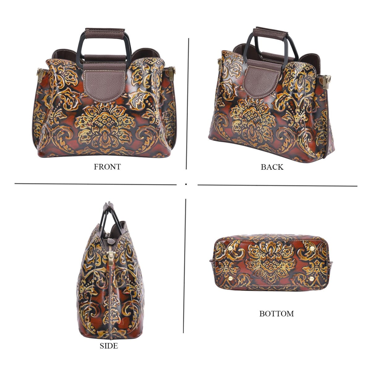Italy Retro Noble Collection Coffee Distressed Genuine Leather Crossbody Bag with 47 Inch Shoulder Strap image number 3