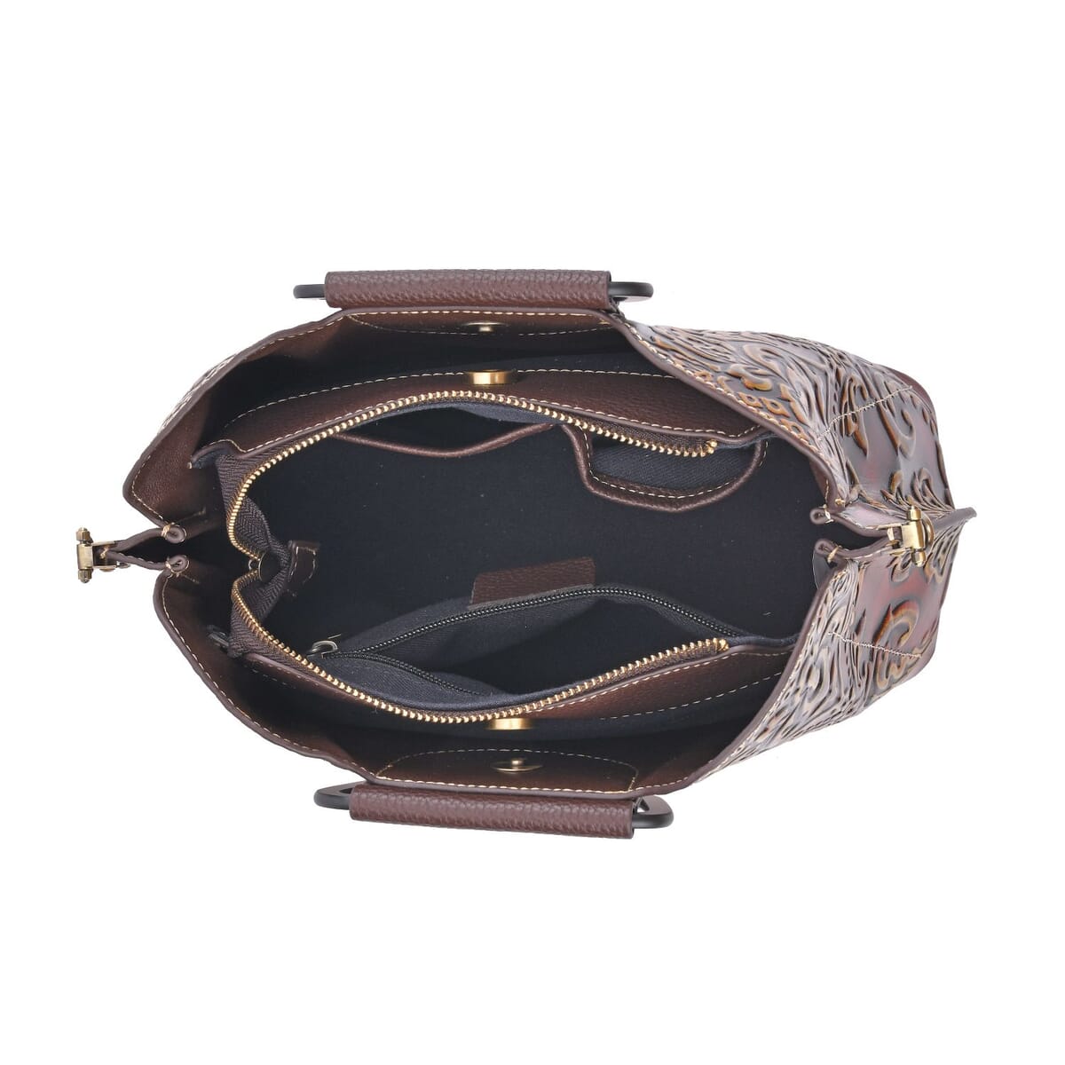 Italy Retro Noble Collection Coffee Distressed Genuine Leather Crossbody Bag with 47 Inch Shoulder Strap image number 4