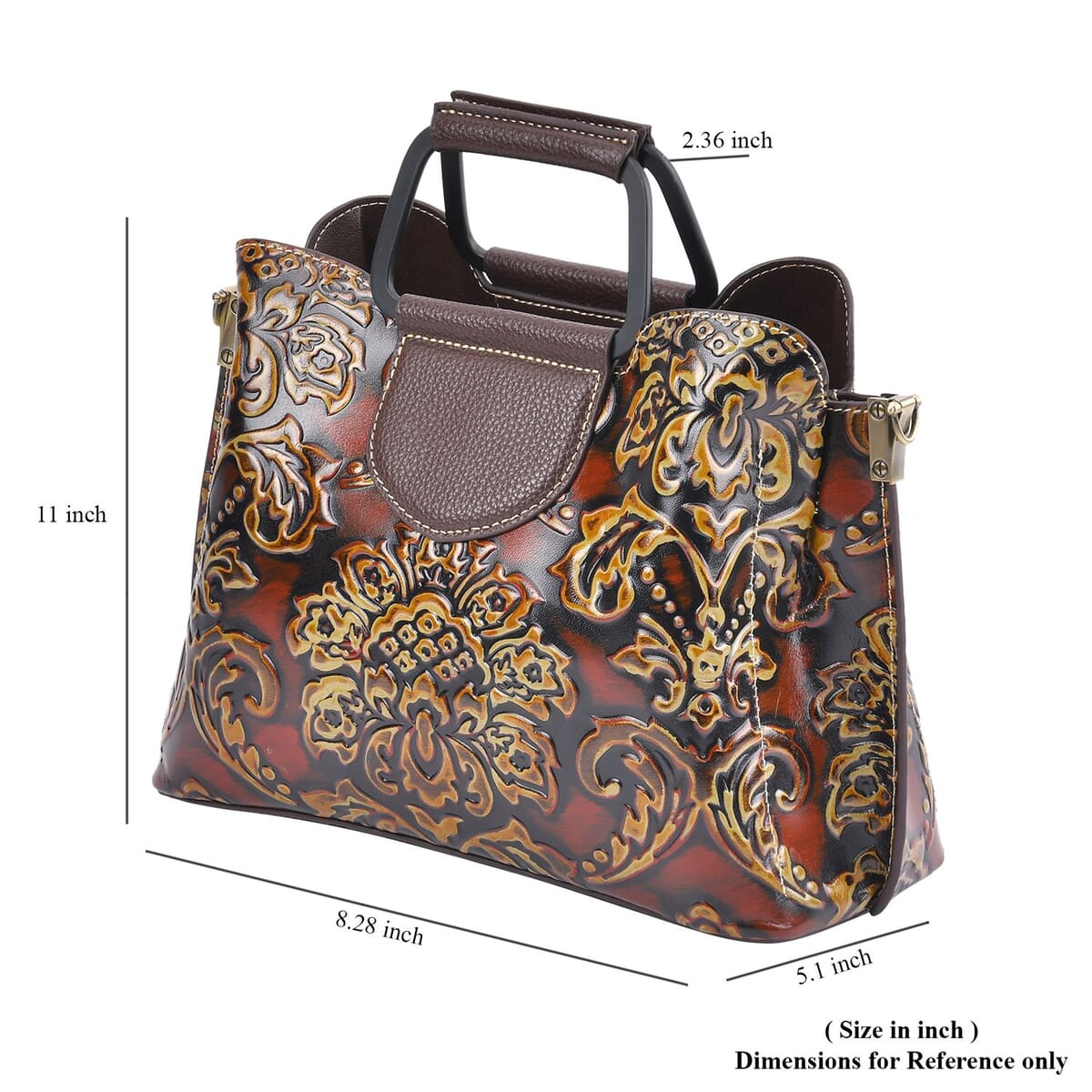 Italy Retro Noble Collection Coffee Distressed Genuine Leather Crossbody Bag with 47 Inch Shoulder Strap image number 6