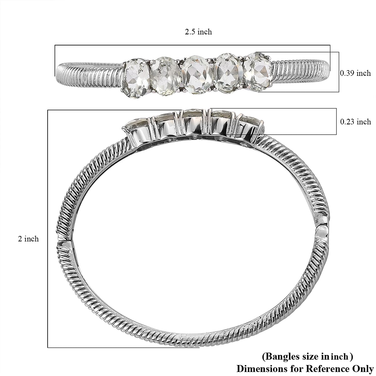 Montezuma Prasiolite Bangle Bracelet in Stainless Steel (6.50 In) 8.80 ctw image number 5