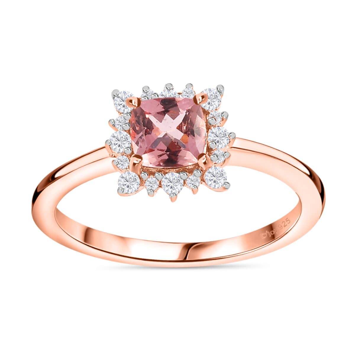 Blush Apatite and White Zircon Ring in Vermeil Rose Gold Over Sterling Silver (Size 10.0) 0.85 ctw image number 0