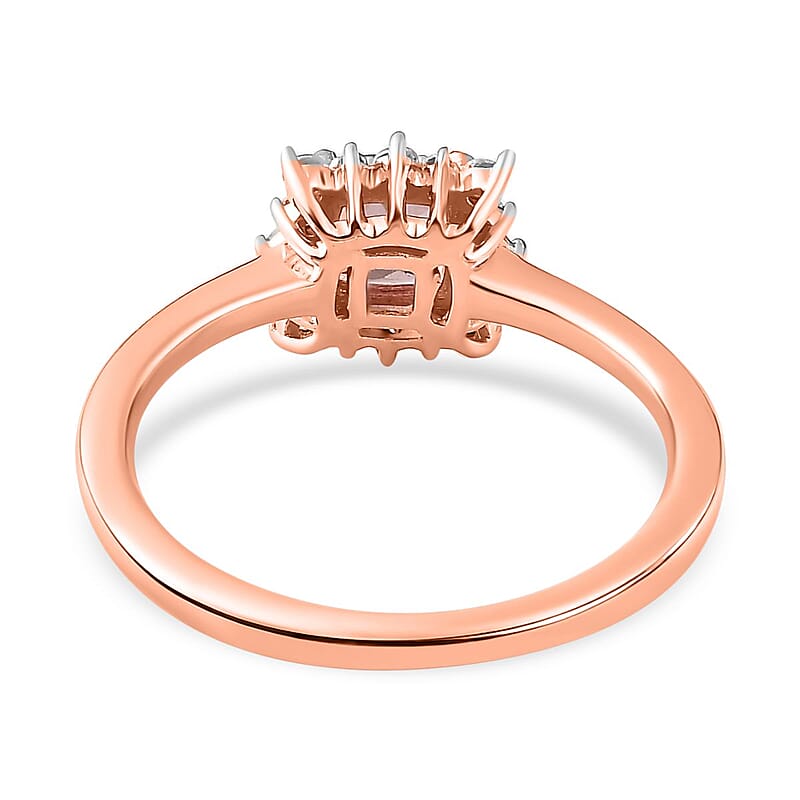 Blush Apatite and White Zircon Halo Ring in Vermeil Rose Gold Over Sterling Silver (Size 10.0) 0.85 ctw