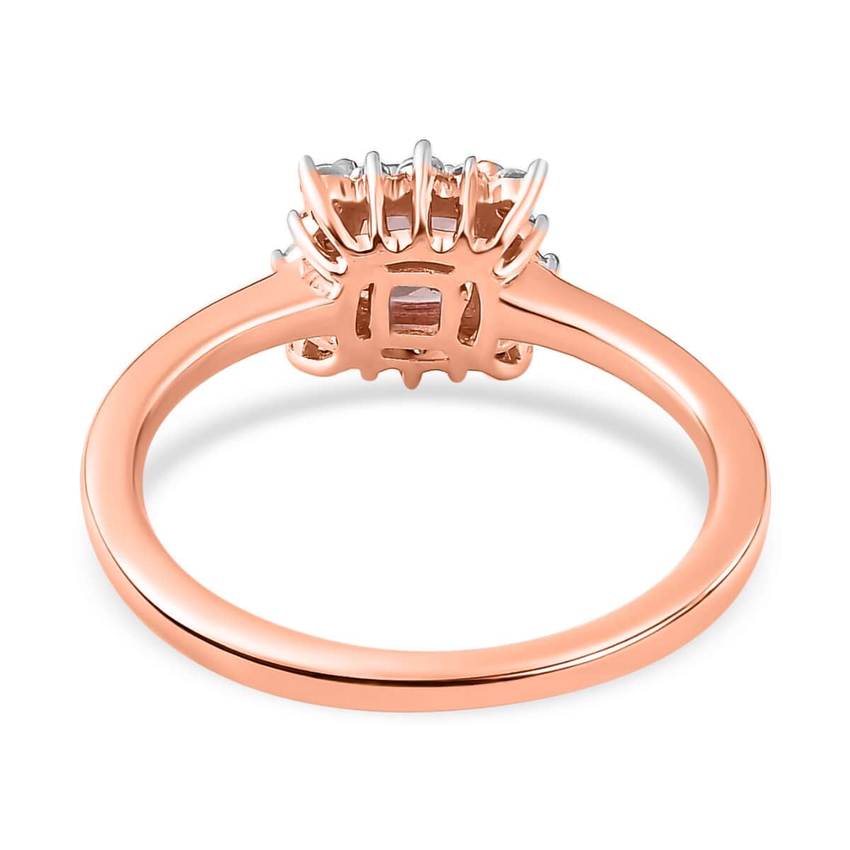 Blush Apatite and White Zircon Halo Ring in Vermeil Rose Gold Over Sterling Silver (Size 5.0) 0.85 ctw image number 4