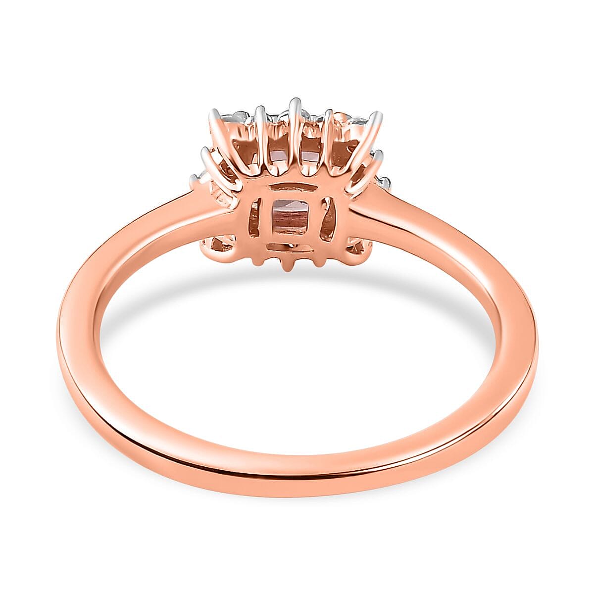 Blush Apatite and White Zircon Halo Ring in Vermeil Rose Gold Over Sterling Silver (Size 6.0) 0.85 ctw image number 4