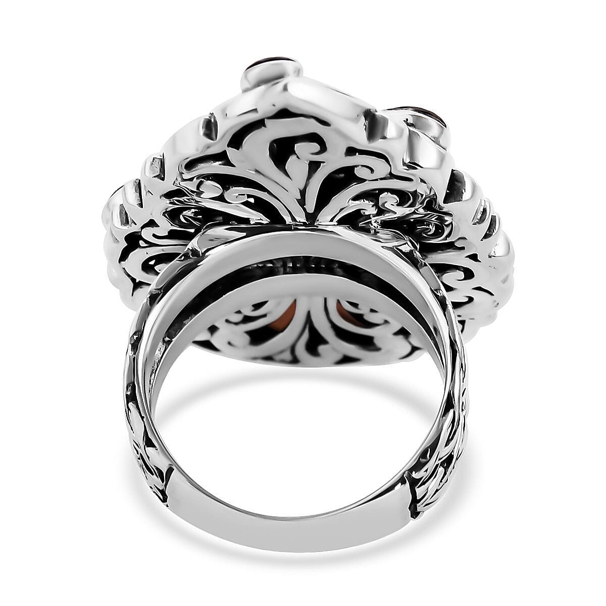 Bali Legacy Peruvian Pink Opal and Multi Gemstone Dragonfly Ring in Sterling Silver (Size 7.0) 3.90 ctw