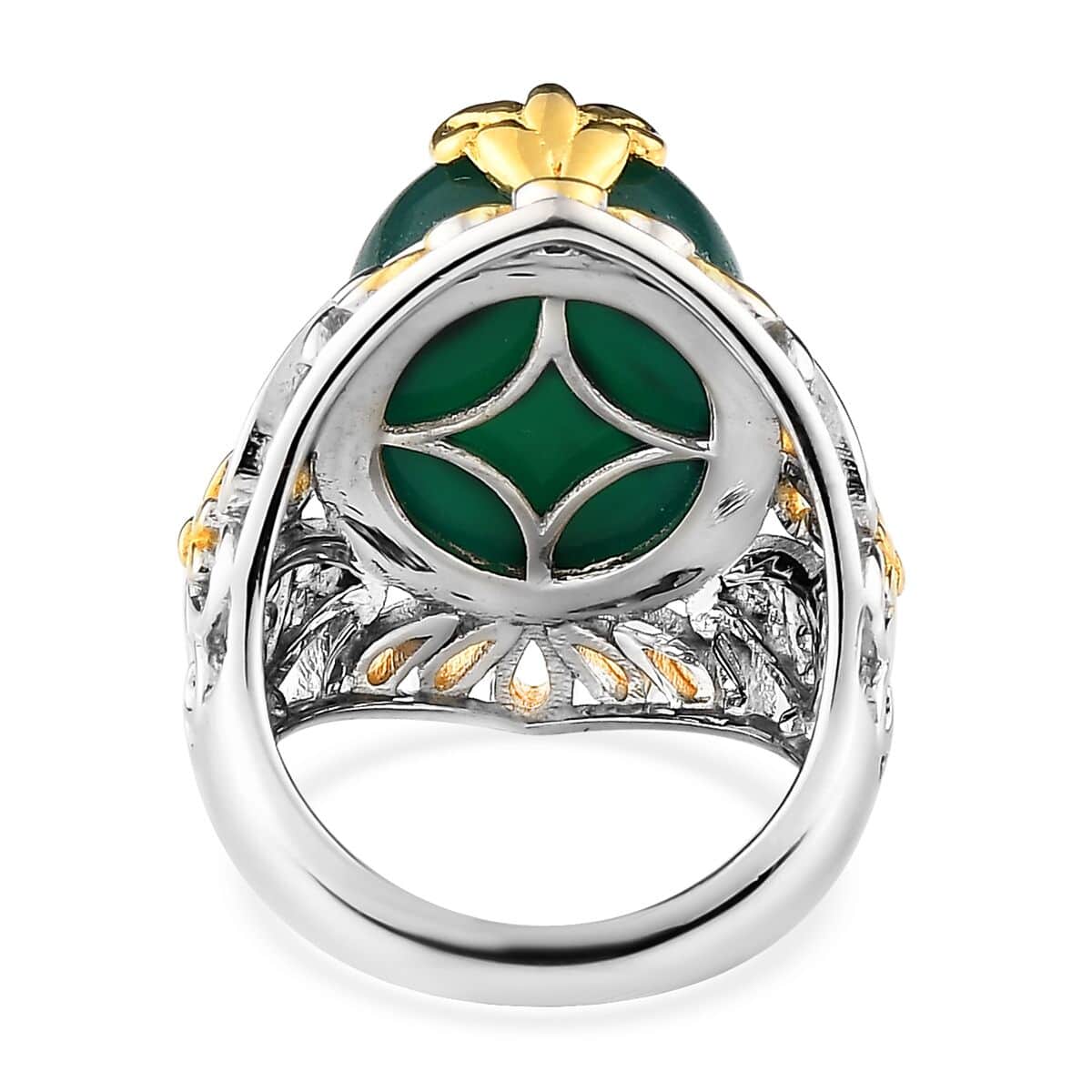 Karis Verde Onyx Solitaire Ring in 18K Yellow Gold Plated and Platinum 10.50 ctw image number 4