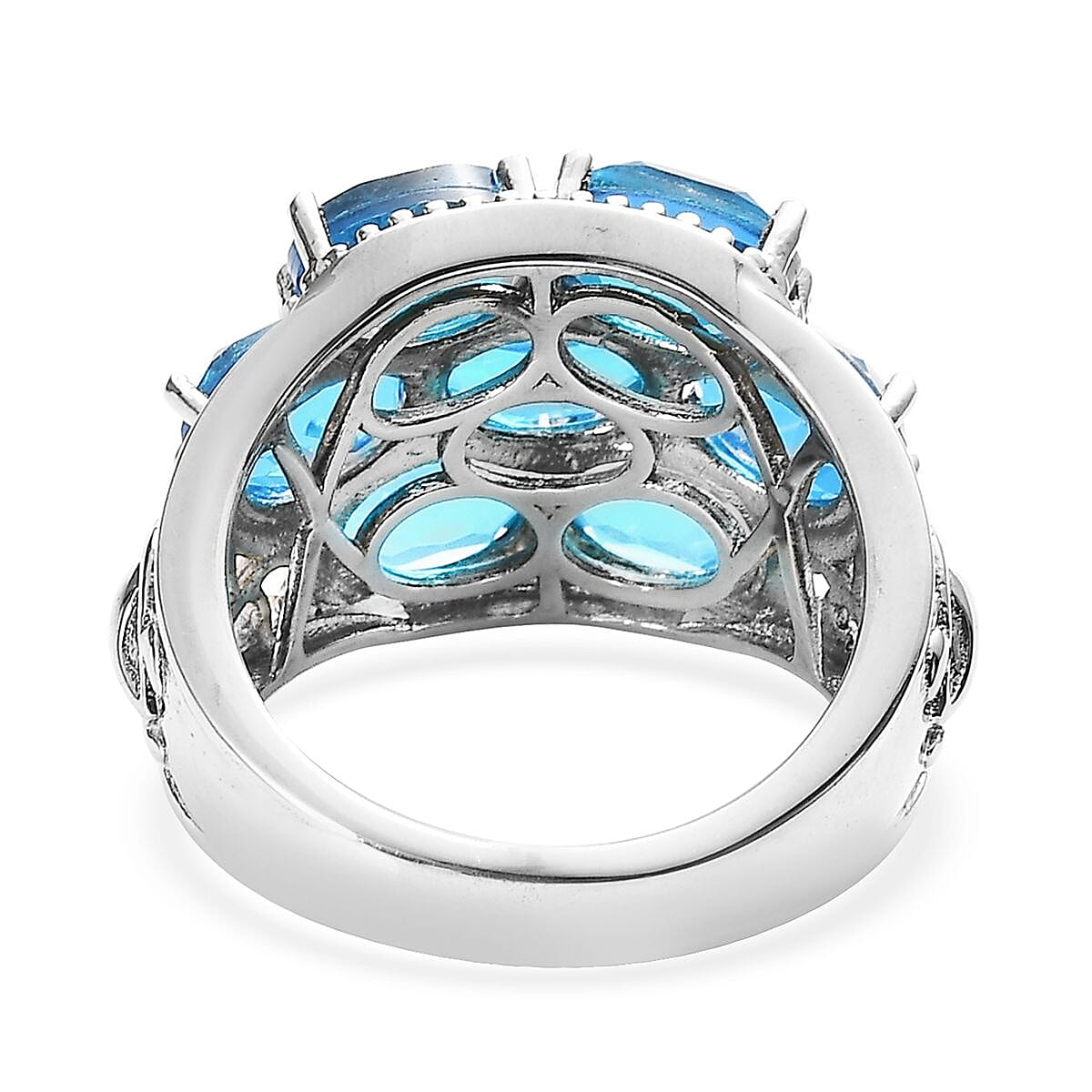 Karis Caribbean Quartz (Triplet) Floral Ring in 18K YG Plated and Platinum Bond (Size 10.0) 7.00 ctw