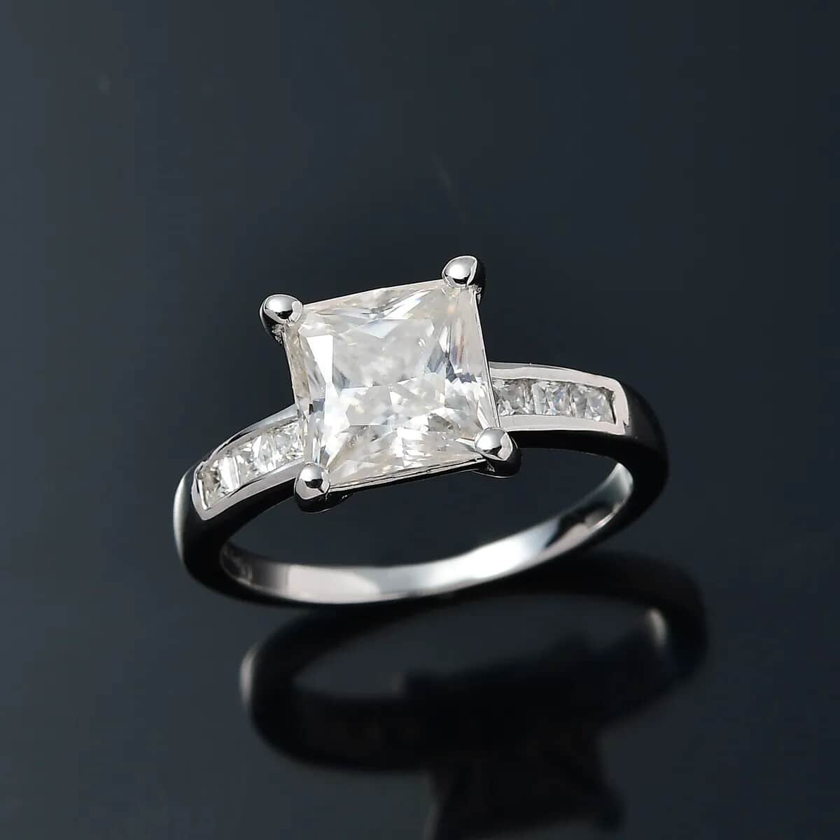 Moissanite Ring in Platinum Over Sterling Silver 2.85 ctw (Del. in 7-10 Days) image number 1