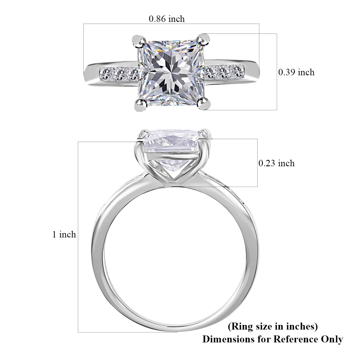 Moissanite Ring in Platinum Over Sterling Silver 2.85 ctw (Del. in 7-10 Days) image number 5