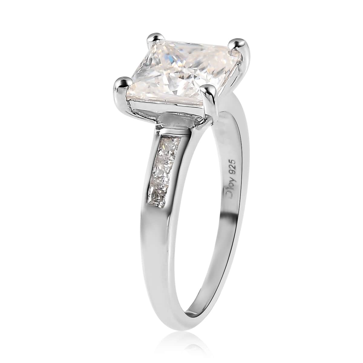 Moissanite Ring in Platinum Over Sterling Silver (Size 8.0) 2.85 ctw image number 3