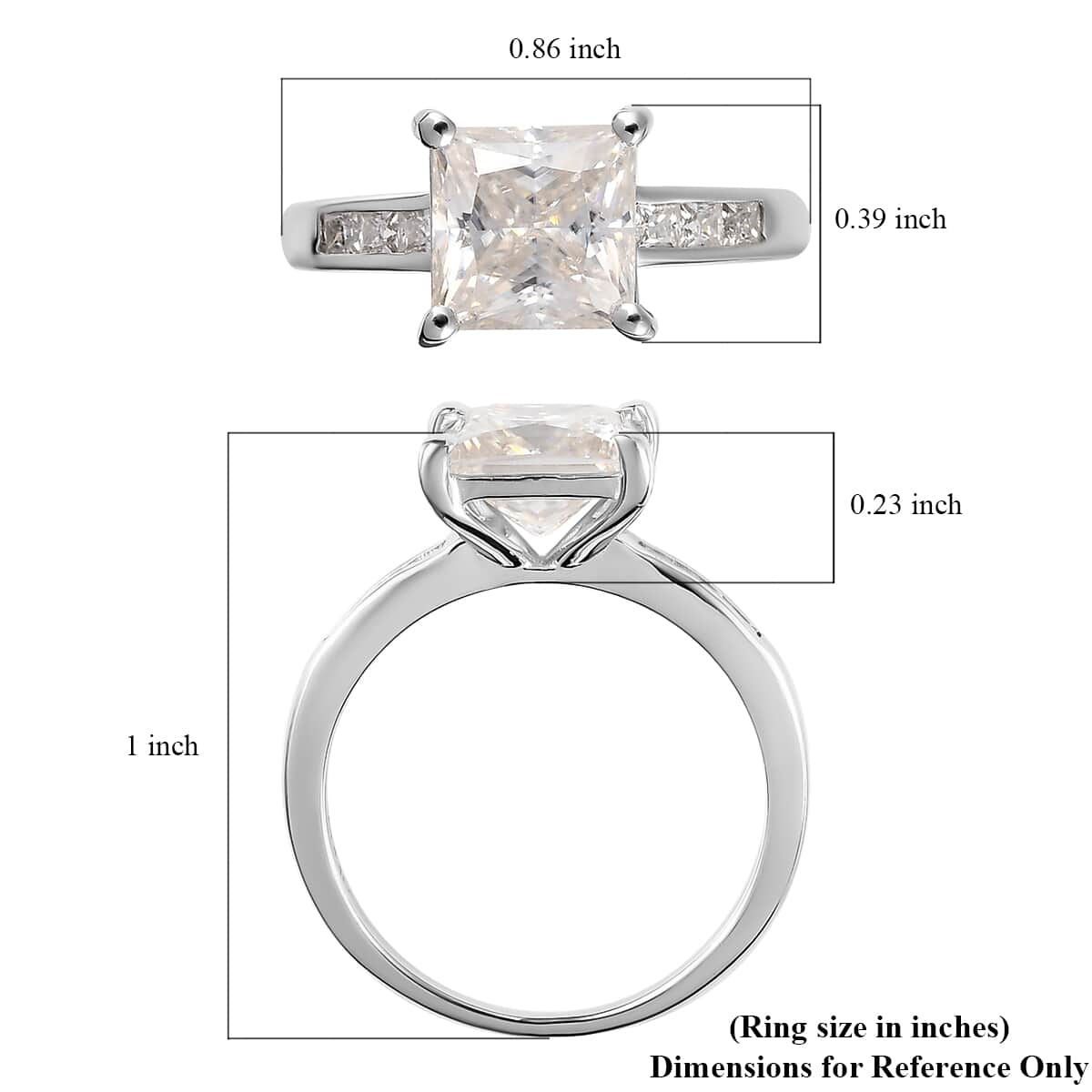 Moissanite Ring in Platinum Over Sterling Silver (Size 8.0) 2.85 ctw image number 5