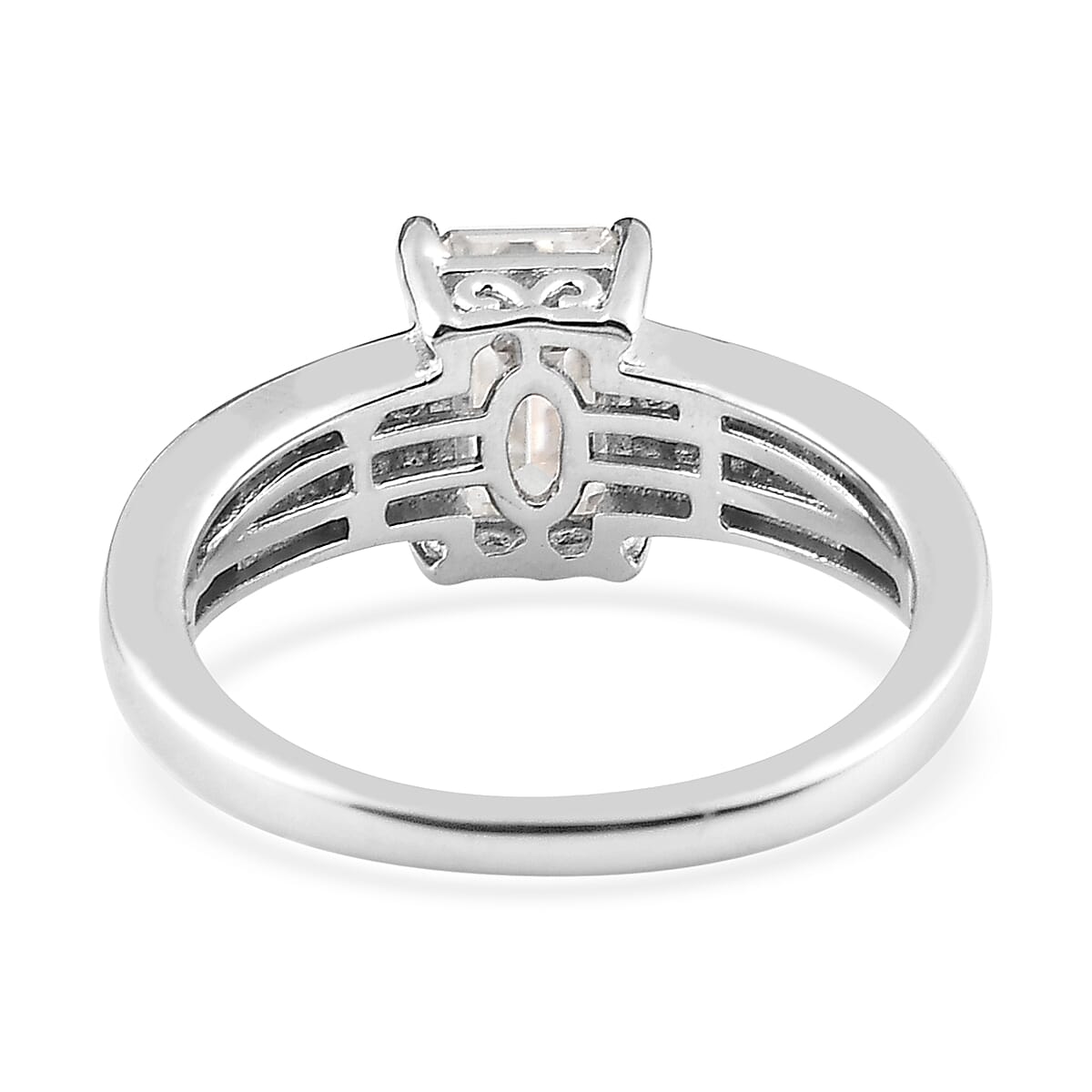 Moissanite Ring in Platinum Over Sterling Silver (Size 10.0) 1.75 ctw
