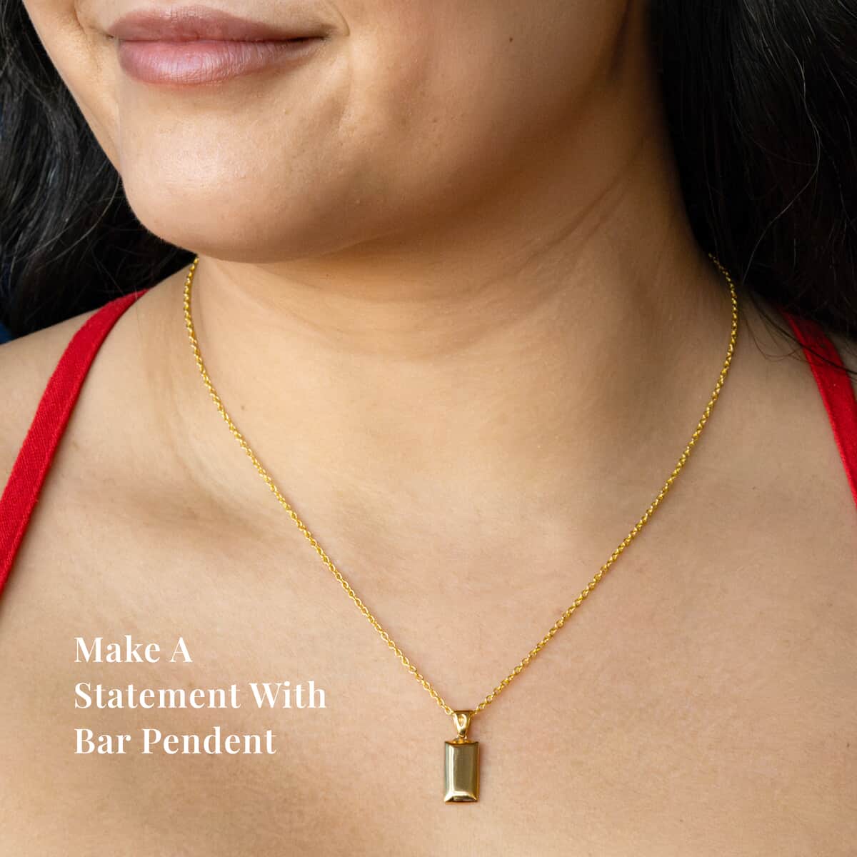 Bar Pendant in 14K Yellow Gold Over Sterling Silver 2.15 Grams image number 2