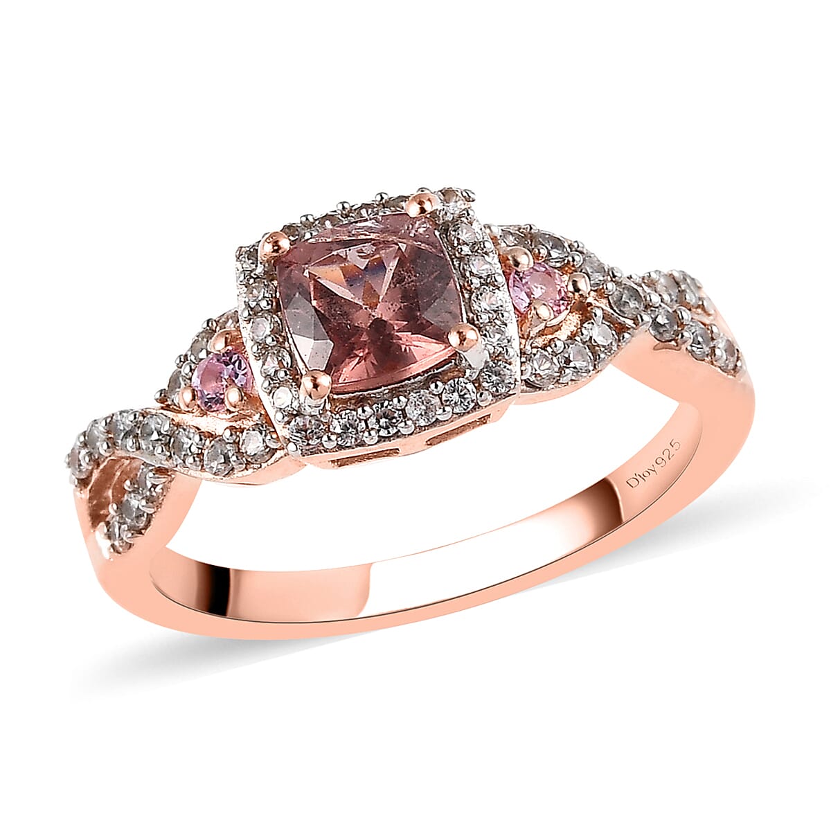 Red Rose Apatite and Multi Gemstone Infinity Shank Ring in Vermeil Rose Gold Over Sterling Silver (Size 10.0) 1.15 ctw