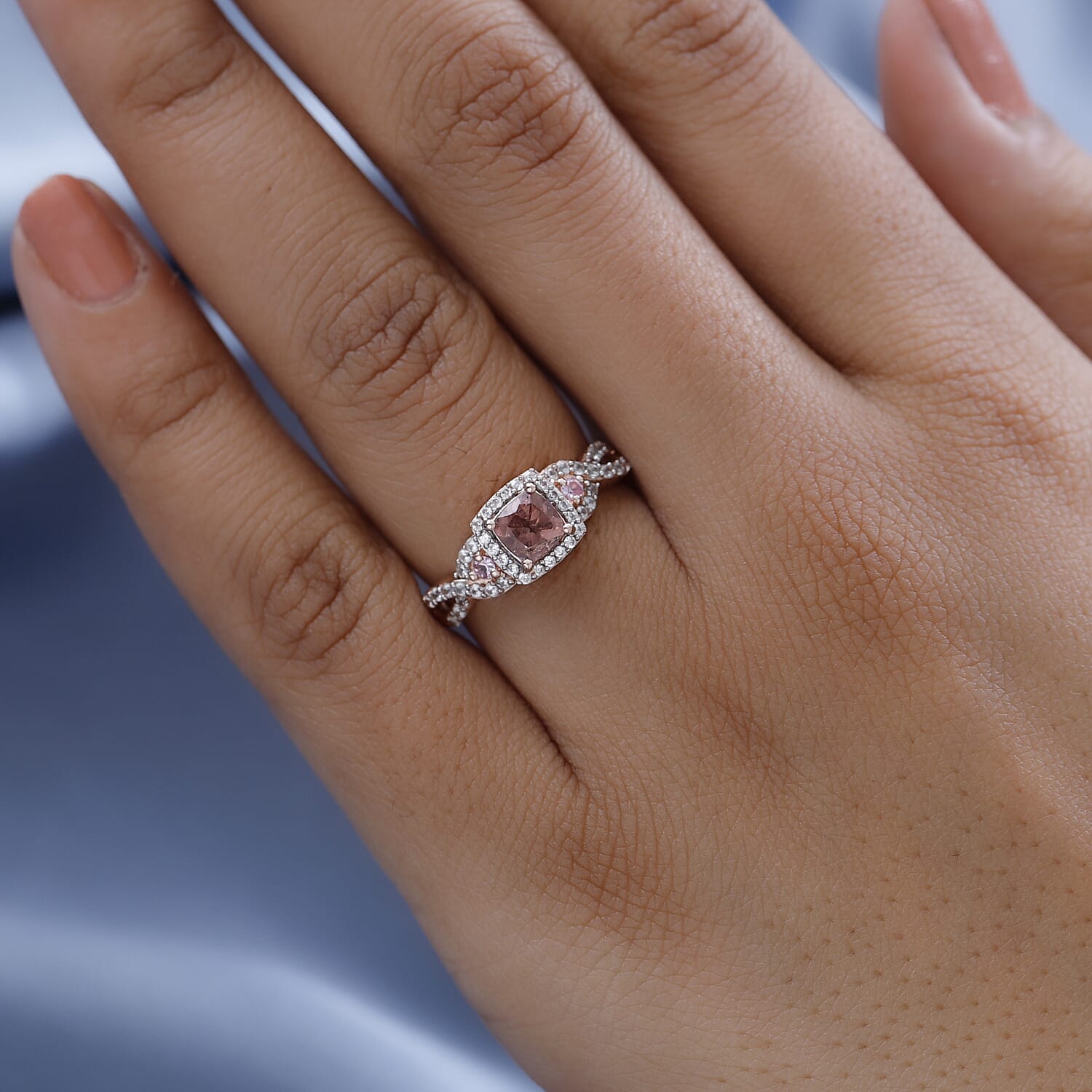 Red Rose Apatite and Multi Gemstone Infinity Shank Ring in Vermeil Rose Gold Over Sterling Silver (Size 10.0) 1.15 ctw