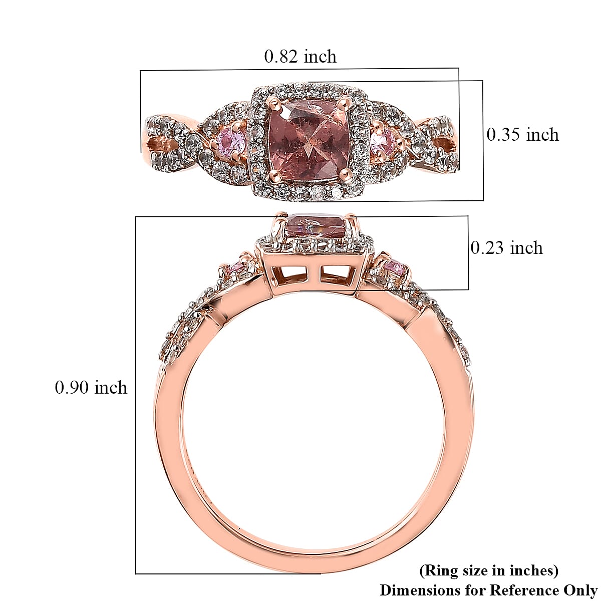 Red Rose Apatite and Multi Gemstone Infinity Shank Ring in Vermeil Rose Gold Over Sterling Silver (Size 10.0) 1.15 ctw