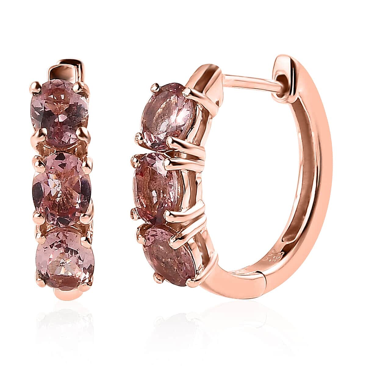 Red Rose Apatite Hoop Earrings in Vermeil Rose Gold Over Sterling Silver 2.25 ctw image number 0