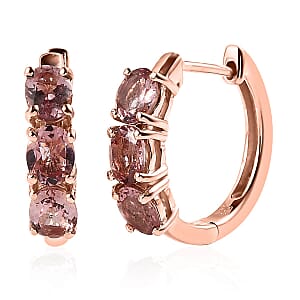 Red Rose Apatite Hoop Earrings in Vermeil Rose Gold Over Sterling Silver 2.25 ctw