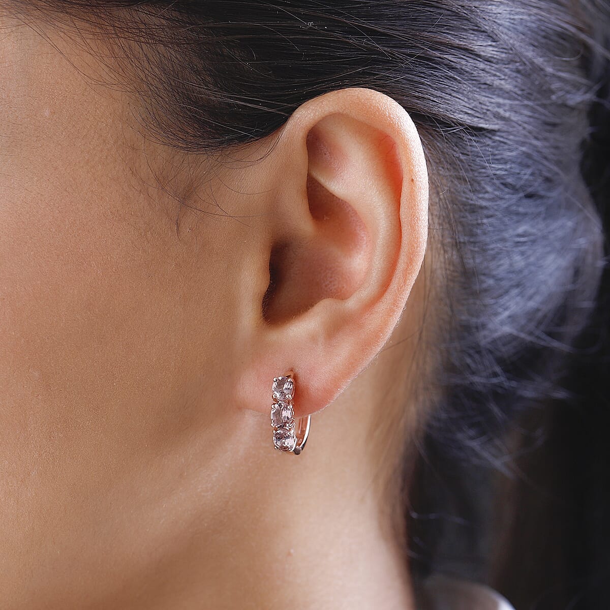 Red Rose Apatite Hoop Earrings in Vermeil Rose Gold Over Sterling Silver 2.25 ctw image number 2