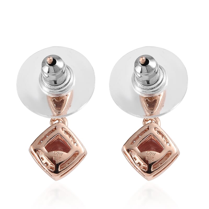 Red Rose Apatite and White Zircon Earrings in Vermeil Rose Gold Over Sterling Silver 2.00 ctw