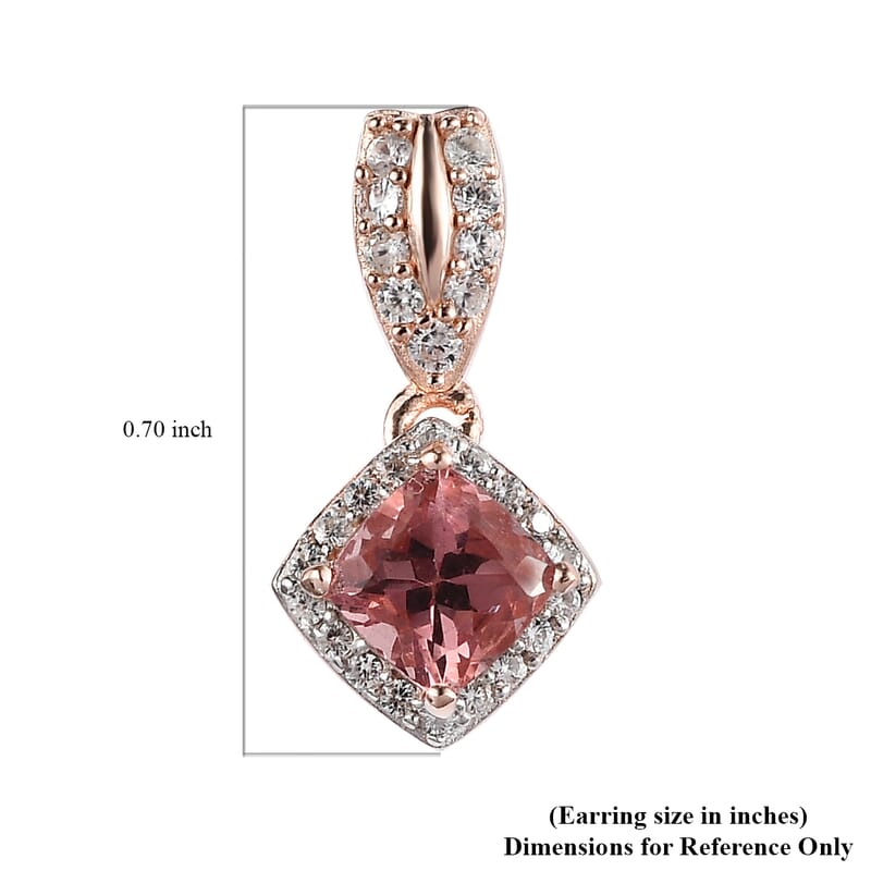 Red Rose Apatite and White Zircon Earrings in Vermeil Rose Gold Over Sterling Silver 2.00 ctw