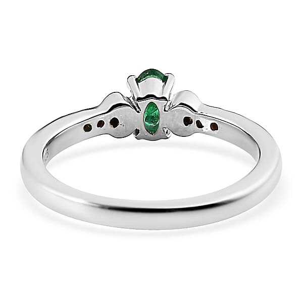 AAA Kagem Zambian Emerald and Brown Zircon Ring in Platinum Over Sterling Silver (Size 10.0) 0.30 ctw