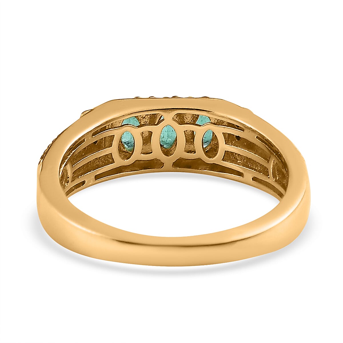 AAA Kagem Zambian Emerald and Moissanite Men's Ring in Vermeil Yellow Gold Over Sterling Silver (Size 10.0) 0.75 ctw image number 4