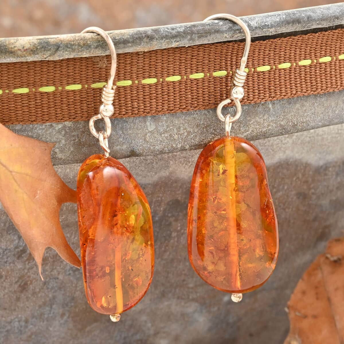 Baltic Amber Earrings in Sterling Silver image number 1