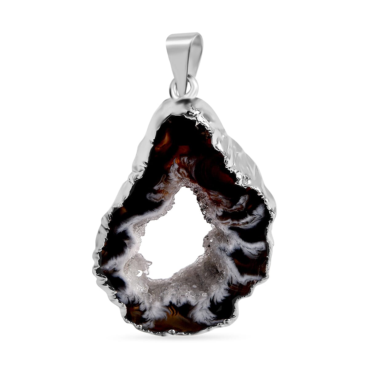 Agate 20.00 ctw Pendant without Chain in Silvertone