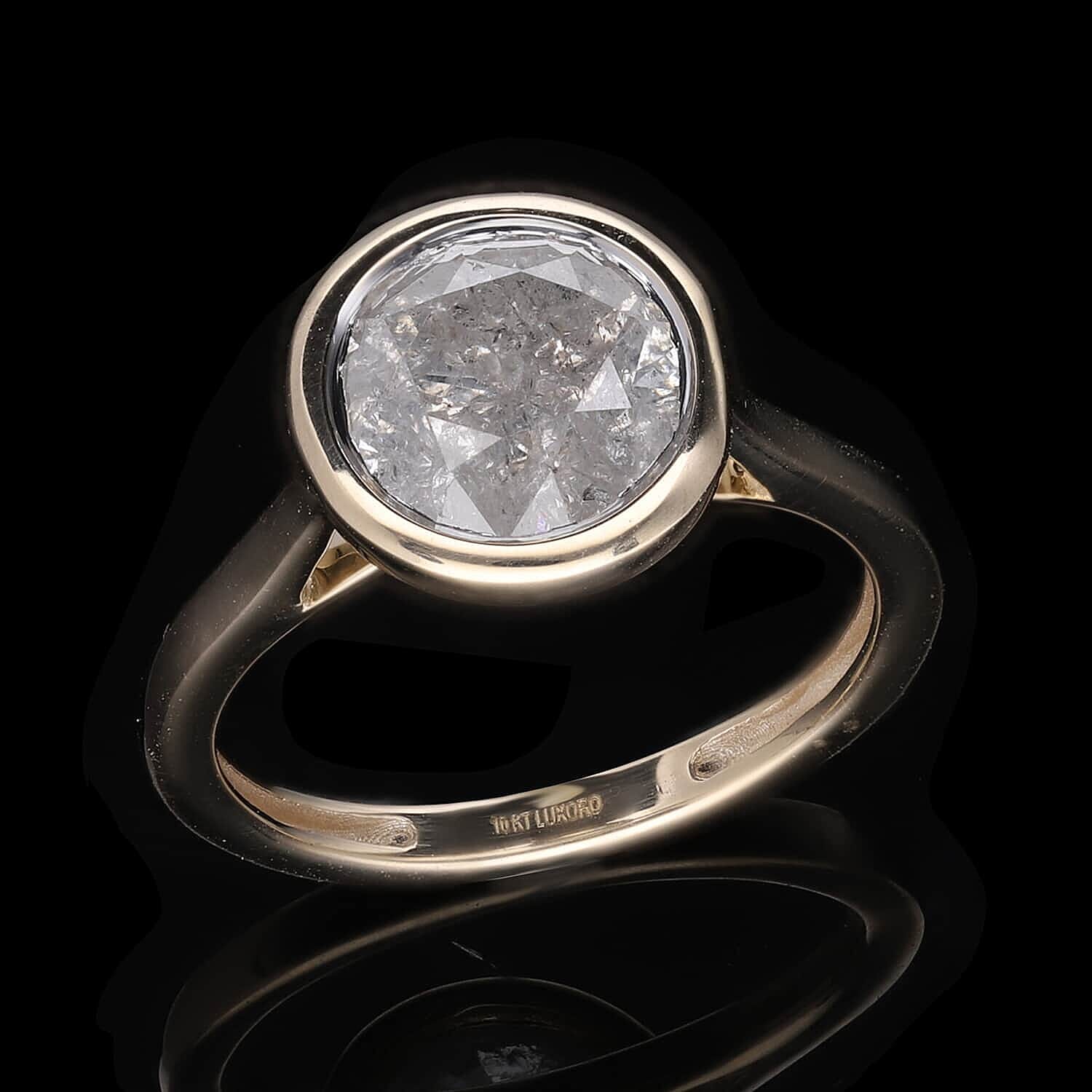 SGL Certified Luxoro 10K Yellow Gold Diamond (G-H, I3) Solitaire Ring (Size 10.0) 2.50 ctw