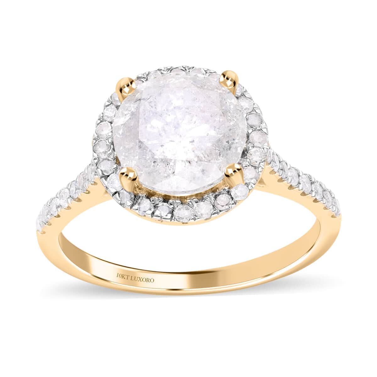 Luxoro 10K Yellow Gold Diamond (G-H, I3) Halo Ring (Size 10.0) 3.50 ctw image number 0
