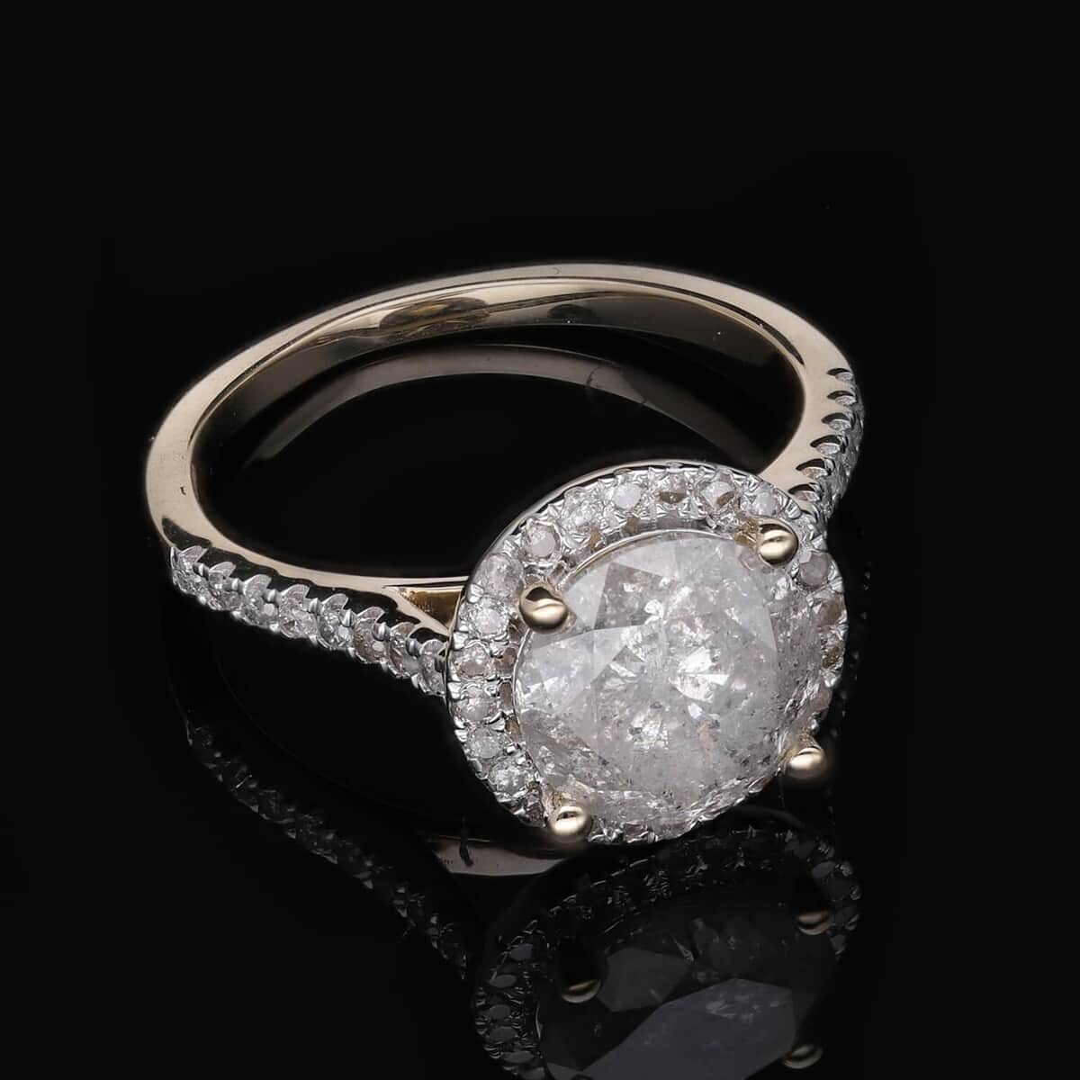 Luxoro 10K Yellow Gold Diamond (G-H, I3) Halo Ring (Size 10.0) 3.50 ctw image number 1