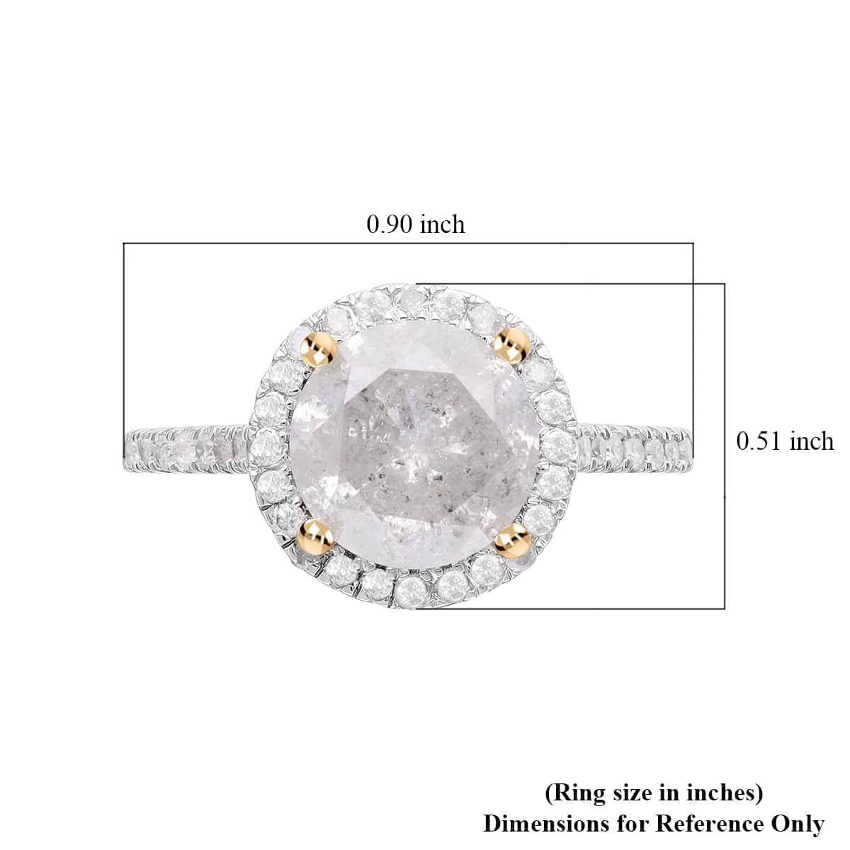Luxoro 10K Yellow Gold Diamond (G-H, I3) Halo Ring (Size 10.0) 3.50 ctw image number 5