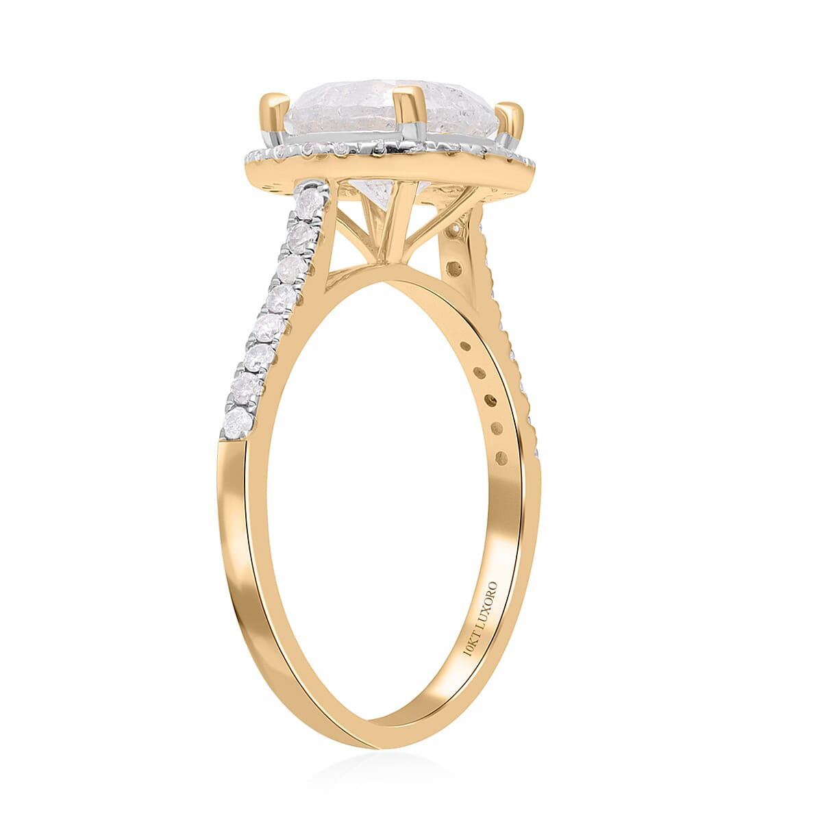 SGL Certified Luxoro 10K Yellow Gold G-H I3 Diamond Halo Ring (Size 8.0) 3.50 ctw image number 3
